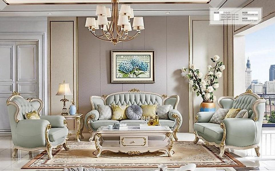 JVmoebel Sofa Sofagarnitur 3 2 1 Sitzer Couch Leder Garnitur Polster Set Ho günstig online kaufen