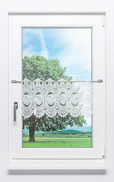 Plauener Spitze® Scheibengardine Blumenspitze, (1 St), günstig online kaufen