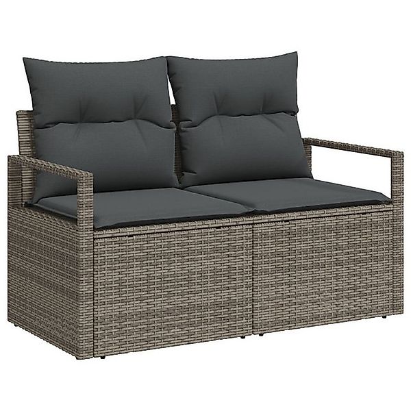 vidaXL Loungesofa Gartensofa 2-Sitzer mit Stauraum und Kissen Grau Poly Rat günstig online kaufen