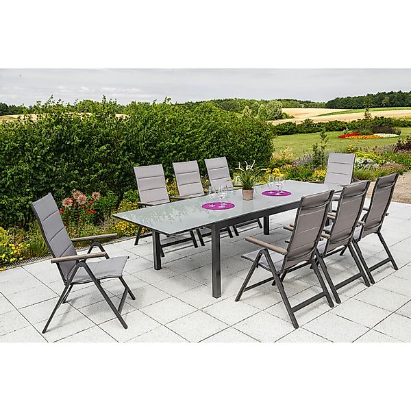 Gartenmöbel-Set Trivero 9-tlg. Diamantbraun inkl. Tisch 200/300 cm x 110 cm günstig online kaufen