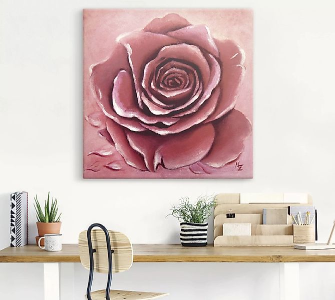 Artland Wandbild "Rote Rose handgemalt", Blumen, (1 St.) günstig online kaufen