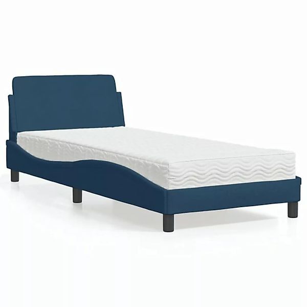 vidaXL Bett Bett mit Matratze Blau 90x190 cm Stoff günstig online kaufen