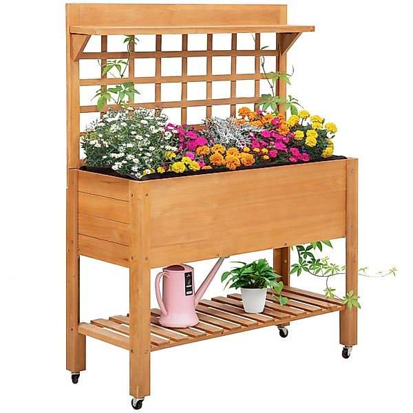 Outsunny Pflanztisch Tanne Nicht Gewebter Stoff 105L x 40B x 135H cm Braun günstig online kaufen