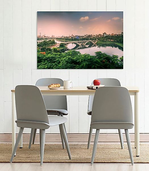 queence Acrylglasbild »Brücke«, Brücken-Pflanzen-Himmel, Fine Art-Print in günstig online kaufen