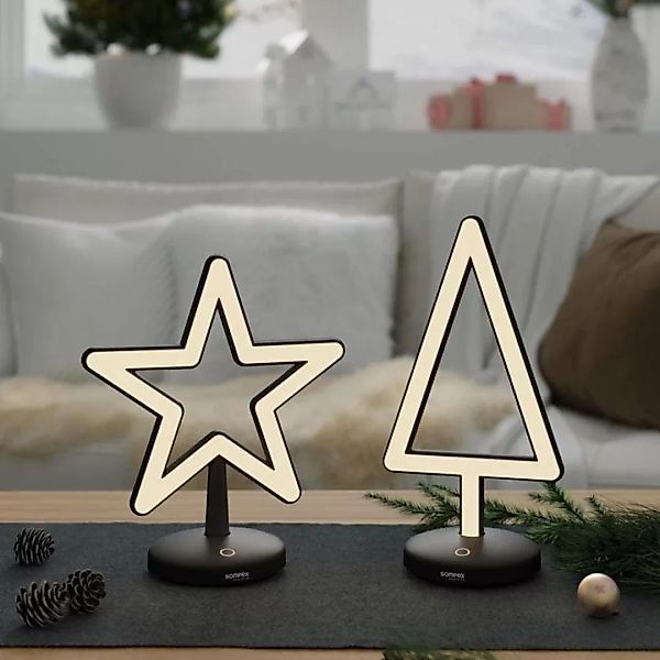 LED Akku Tischleuchten Set Triangle & Star in Schwarz günstig online kaufen