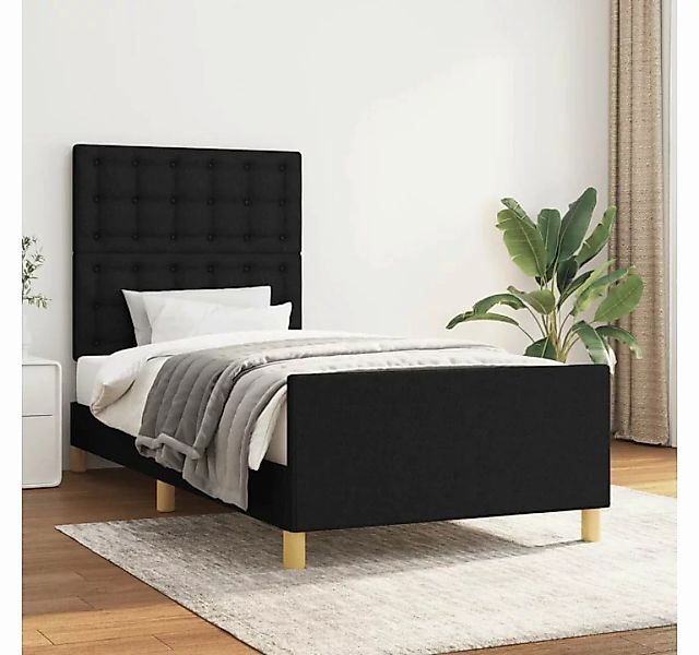 furnicato Bett Bettgestell mit Kopfteil Schwarz 90x200 cm Stoff günstig online kaufen