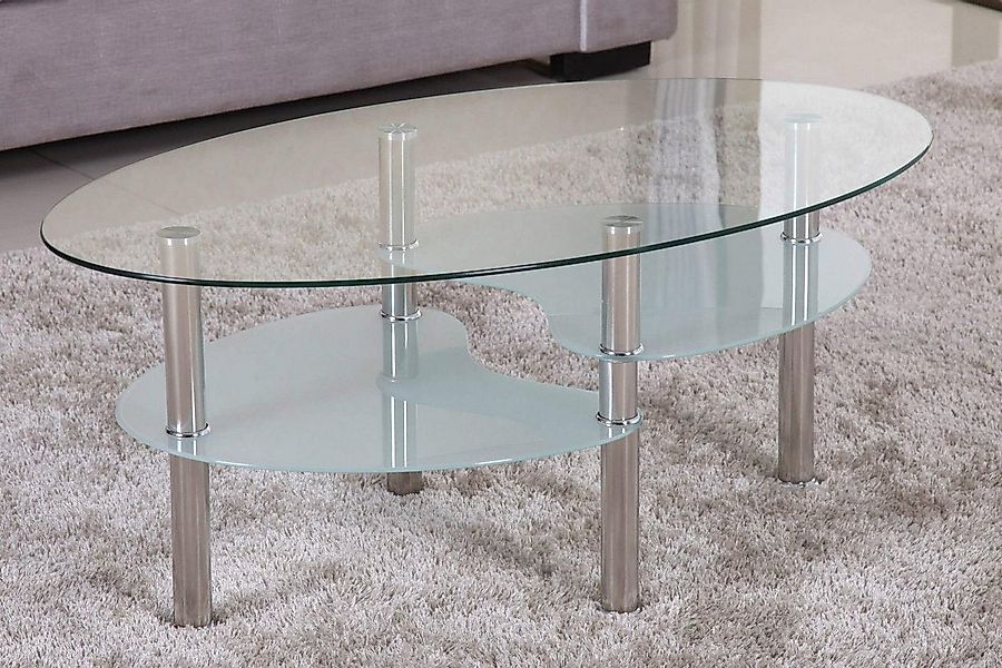 HOOZ Couchtisch HOOZ Couchtisch 98x55cm Klarglas mit sandierter Ablage (Woh günstig online kaufen