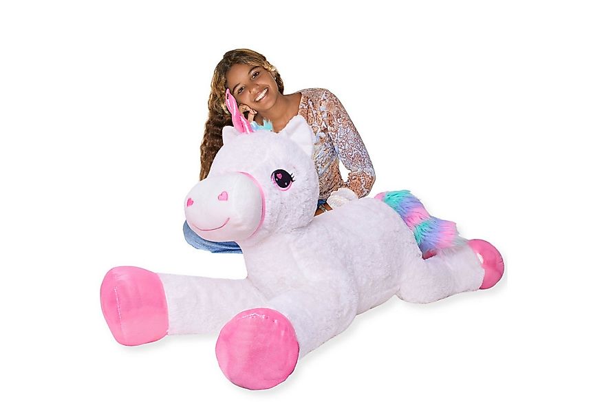 TE-Trend Kuscheltier Einhorn 120cm XXL Regenbogen Plüschtier Stofftier Pfer günstig online kaufen