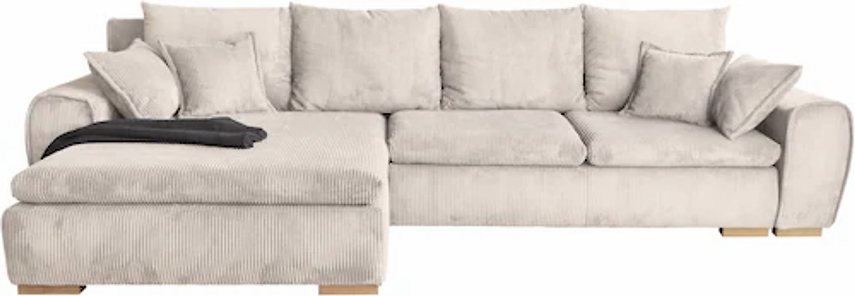 Home affaire Ecksofa »Katja L-Form«, Cord Bezug, inkl. Schlaffunktion und S günstig online kaufen