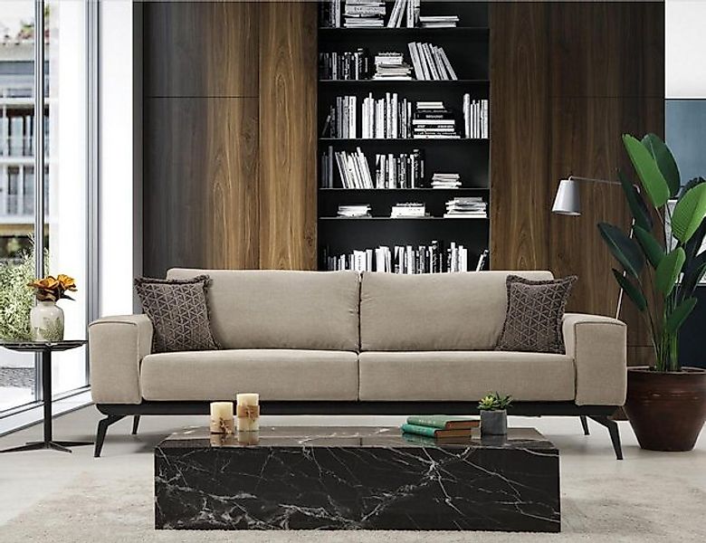 Xlmoebel 3-Sitzer Stoffsofa mit drei Sitzen in Beige, modernes Polstersofa, günstig online kaufen