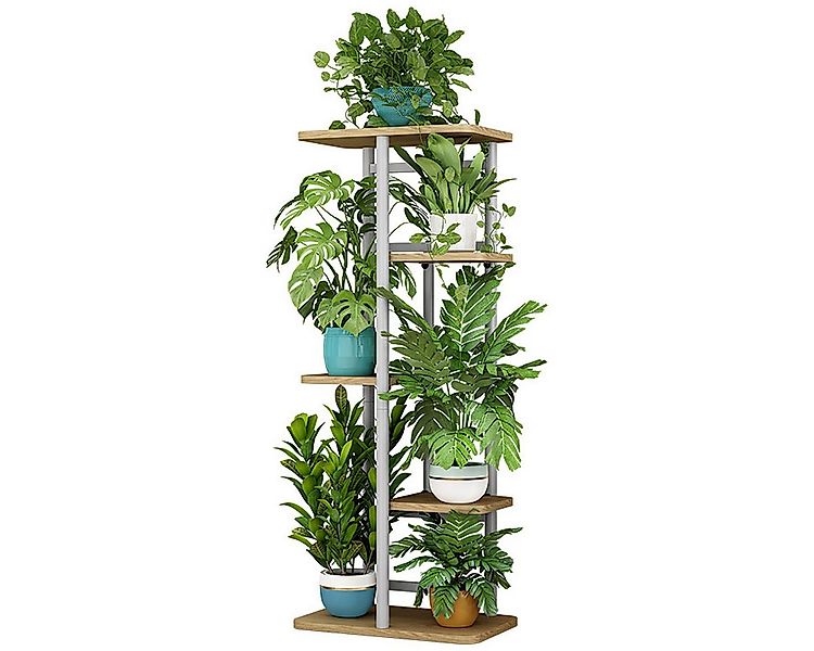 GarveeMore Blumenständer Neu Pflanzenständer Metall Blumenregal mit hölzern günstig online kaufen
