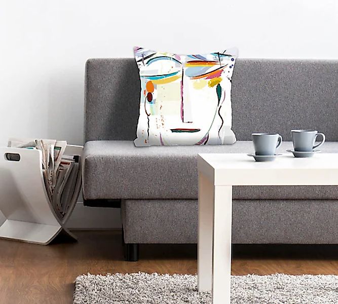 queence Dekokissen »Kim«, Kissenhülle,Abstraktes Gesicht,Modern,Kunstvoll,G günstig online kaufen