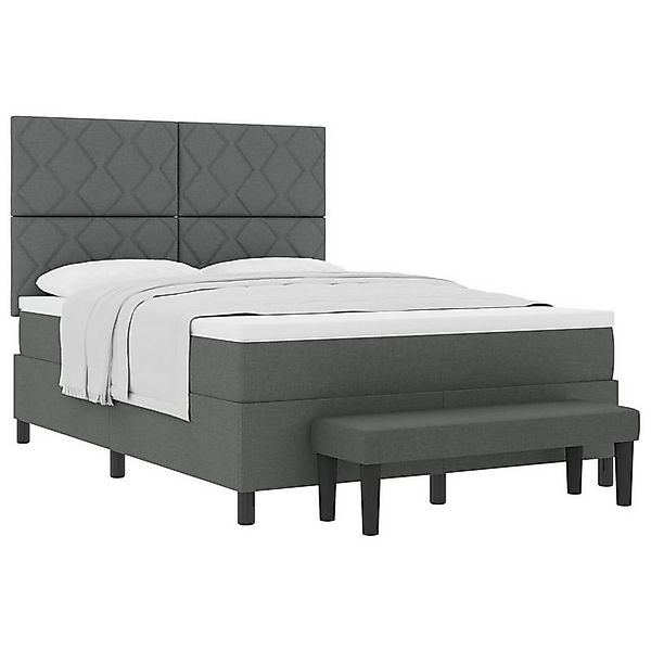vidaXL Bett Boxspringbett mit Matratze & Bank dunkelgrau 160x200 cm Stoff ( günstig online kaufen