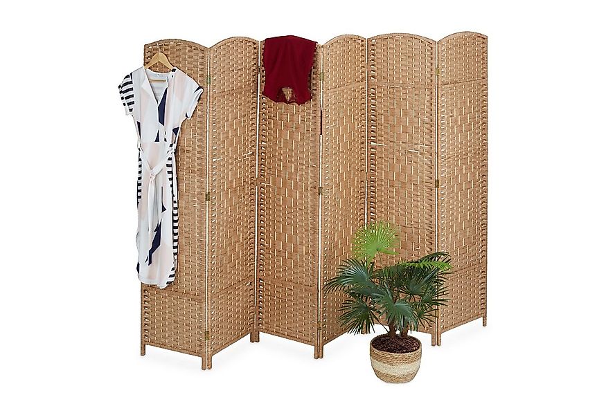 relaxdays Paravent 6 teilig in Natur günstig online kaufen
