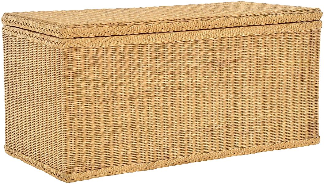 Krines Home Truhe Große Rattantruhe MAX Wäschetruhe mit Deckel Natur Rattan günstig online kaufen