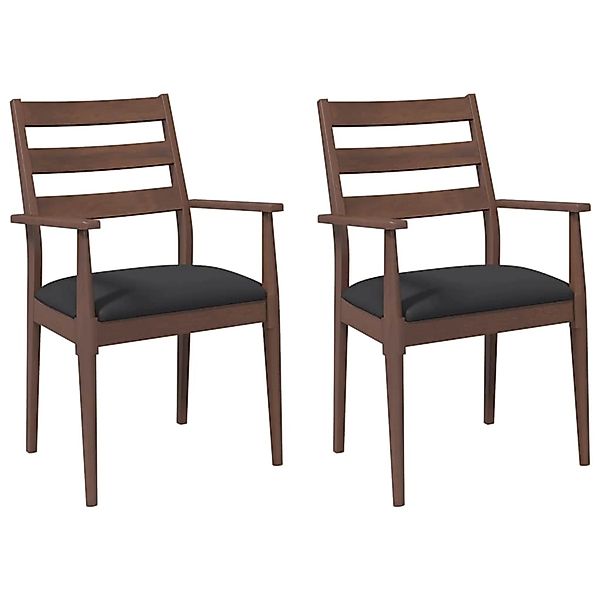 vidaXL Esszimmerstühle mit Kissen 2 Stk Braun Massivholz Gummibaum 4102472 günstig online kaufen