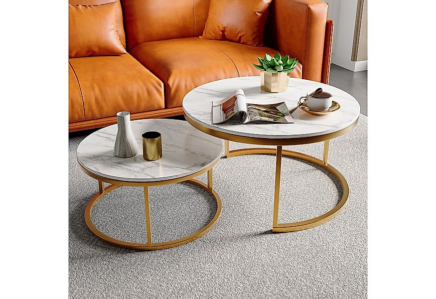 PXloue Couchtisch rund (2-St), 2er Set, Großer Tisch: 80 x 45 cm,Kleiner Ti günstig online kaufen