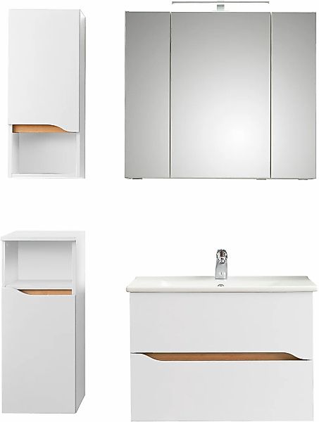 Saphir Badmöbel-Set "Quickset 4-teilig, Keramik-Waschtisch und LED-Spiegels günstig online kaufen