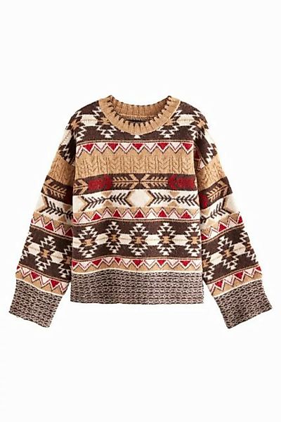 Next Rundhalspullover Relaxed Fit Weicher Strickpullover Aztekenmuster (1-t günstig online kaufen