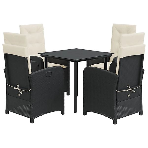 vidaXL 5-Tlg Garten-Essgruppe mit Kissen Schwarz Poly Rattan 3212301 günstig online kaufen