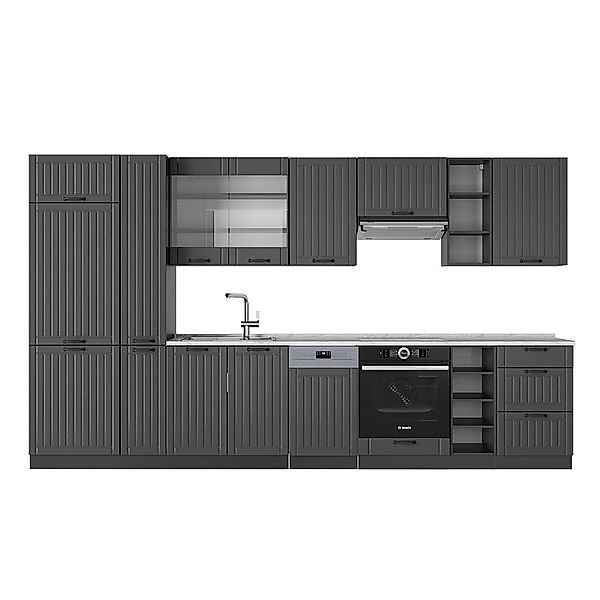 Vicco Küchenzeile Fame-Line, Dunkelgrau/Anthrazit, 355 cm, günstig online kaufen