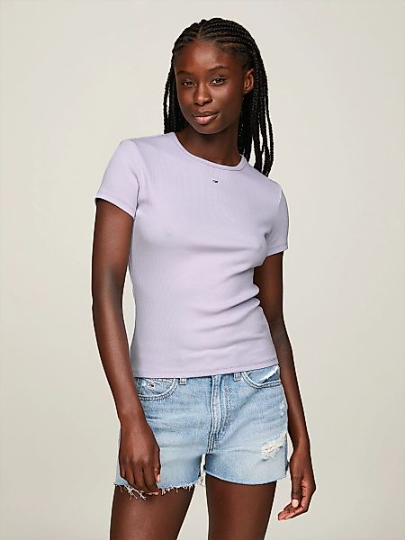 Tommy Jeans T-Shirt Slim Essential Rib Shirt, Rippshirt Rundhalsshirt in Ri günstig online kaufen