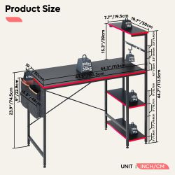 Bestier Gamingtisch Gaming Schreibtisch mit Regalen günstig online kaufen