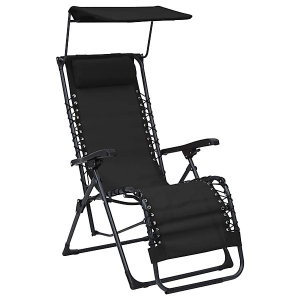 vidaXL Liegestuhl Klappbar Textilene Schwarz 312467 günstig online kaufen