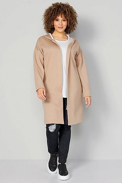MIAMODA Strickjacke Sweatjacke offene Form Rücken-Schriftzug günstig online kaufen