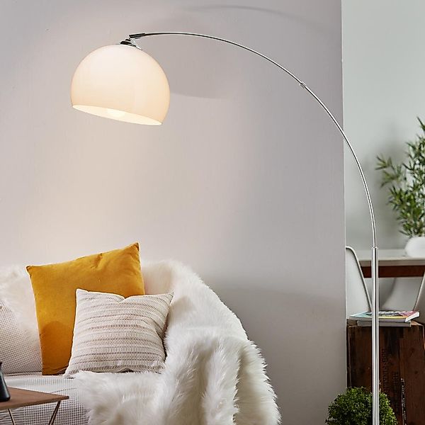 Brilliant Bogenlampe Vessa, ohne Leuchtmittel, Stehlampe 1,7m chrom/weiß günstig online kaufen