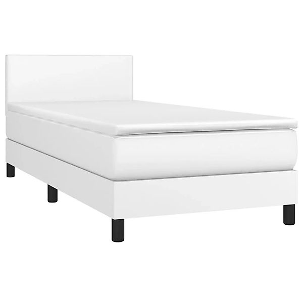 vidaXL Boxspringbett mit Matratze & LED Weiß 90x190 cm Kunstleder 3134076 günstig online kaufen