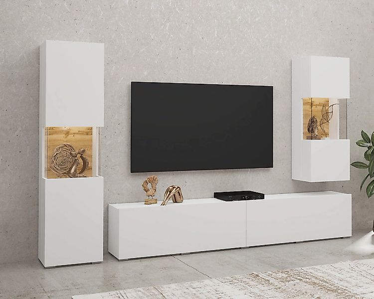 INOSIGN Wohnwand "Ava, Wohnzimmer-Set hängend/stehend montierbar, Vitrine, günstig online kaufen