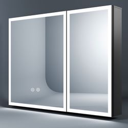 WDWRITTI Spiegelschrank Schwarz mit beleuchtung 3Lichtmodi günstig online kaufen
