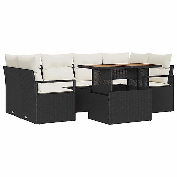 vidaXL Garten-Sofa-Set mit Speicher 7-Tlg Schwarz Poly Rattan 3358399 günstig online kaufen