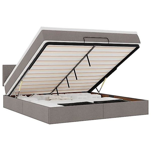 vidaXL Bett, Ottomane Bett mit Matratze & LEDs Taupe 180x200 cm Stoff günstig online kaufen