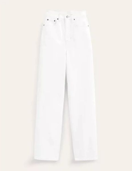 Hoch geschnittene Jeans mit klassisch geradem Bein Damen Boden, Weiß günstig online kaufen