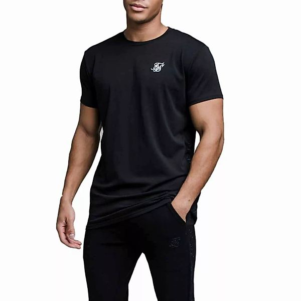 SikSilk Herren T-Shirt S/S EMBROIDERED TAPE TEE SS-19129 Black Schwarz günstig online kaufen