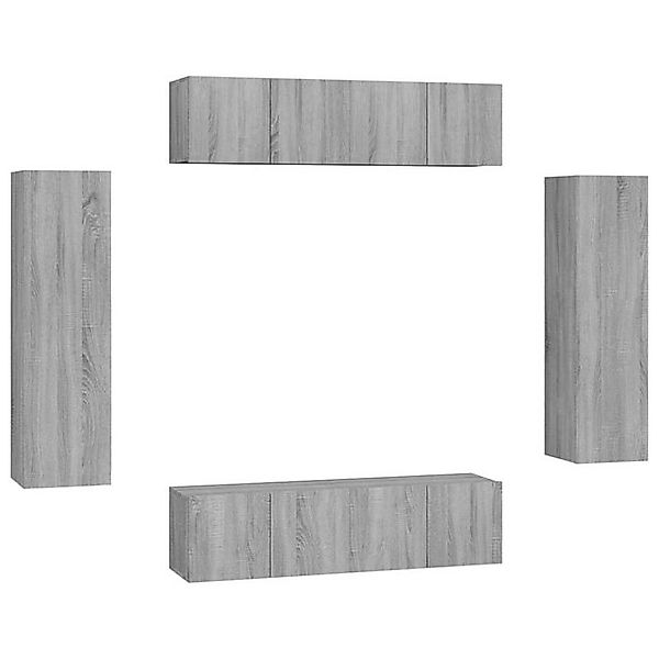 furnicato TV-Schrank 6-tlg. TV-Schrank-Set Grau Sonoma Holzwerkstoff (1-St) günstig online kaufen