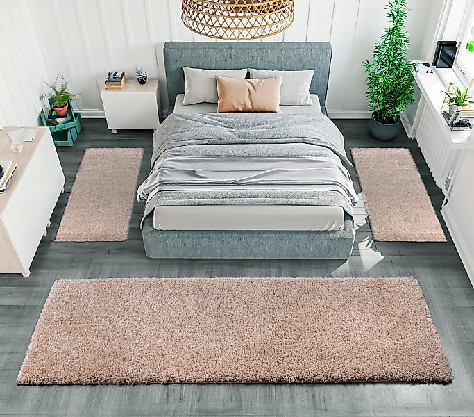 Bruno Banani Bettumrandung »Shaggy Soft«, (3 tlg.), gewebt, Uni-Farben, bes günstig online kaufen