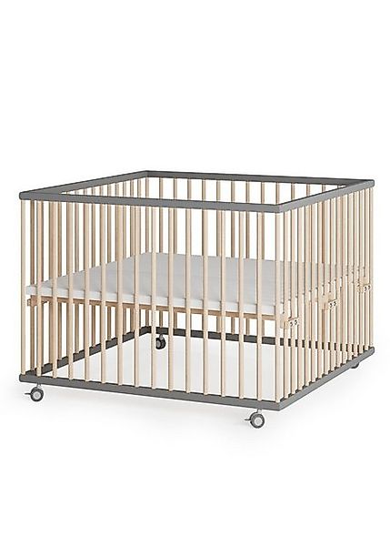 Sämann Babybett Laufgitter 100x100 cm grau/natur Premium Kollektion Laufsta günstig online kaufen