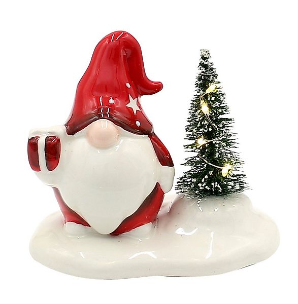 Dekohelden24 LED Dekoobjekt Gnom - Wichtel in weiß - rot mit Tanne, L/B/H 1 günstig online kaufen