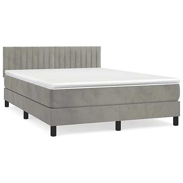 vidaXL Boxspringbett mit Matratze Hellgrau 140x190 cm Samt 3141419 günstig online kaufen