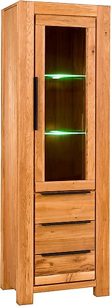 Home affaire Vitrine schwarze Griffe, Eiche teilmassiv, 3 Schubkasten mit S günstig online kaufen