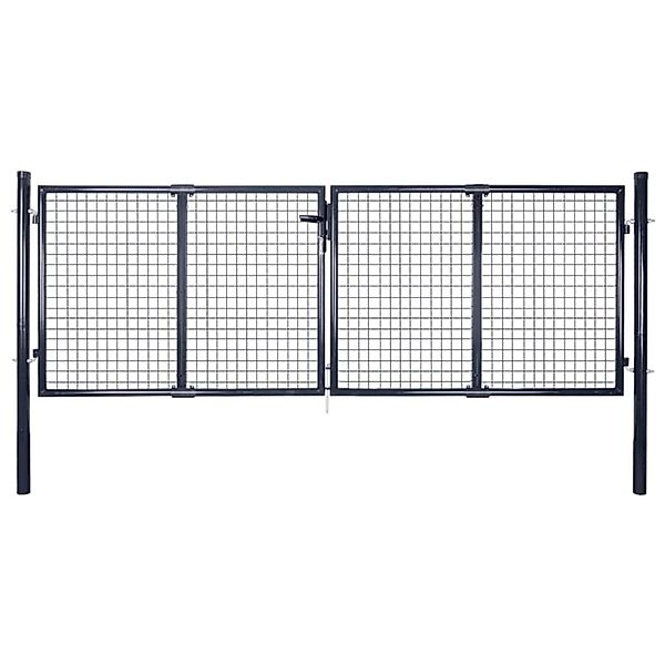vidaXL Gitter-Gartentor Verzinkter Stahl 306 x 100 cm Grau 143363 günstig online kaufen
