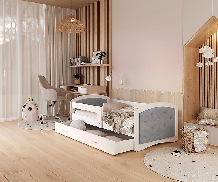 AJKmeble Kinderbett mit Rausfallschutz, 80x160, 80x180, günstig online kaufen