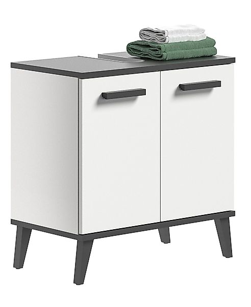 xonox.home Waschbeckenunterschrank in Weiß / Anthrazit günstig online kaufen