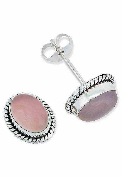 mantraroma Paar Ohrstecker NOHA aus 925 Silber mit Rosenquarz (Paar, Paar O günstig online kaufen