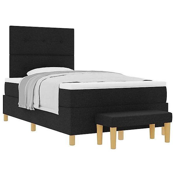 vidaXL Bett Boxspringbett mit Matratze & Bank Schwarz 120x190 cm Stoff (2-t günstig online kaufen