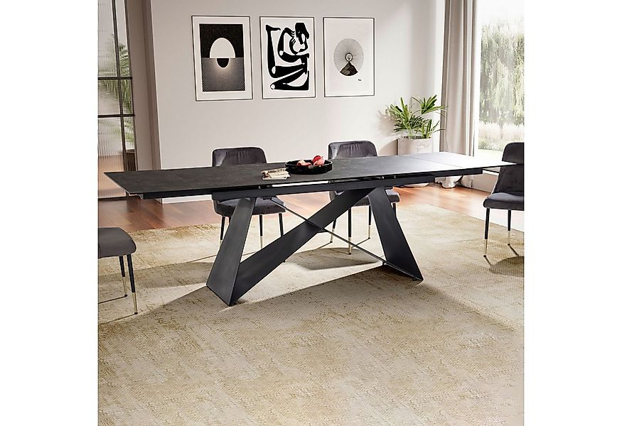 FINEBUY Esstisch FB64102 Ausziehbarer 180–260 cm Keramik Glas Metallgestell günstig online kaufen