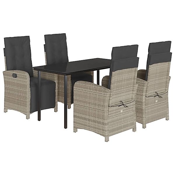 vidaXL 5-Tlg Garten-Essgruppe mit Kissen Hellgrau Poly Rattan 3212607 günstig online kaufen